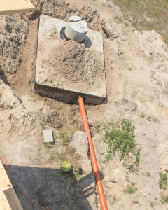 Cesspit with access cover used for regular cesspit emptying in the UK